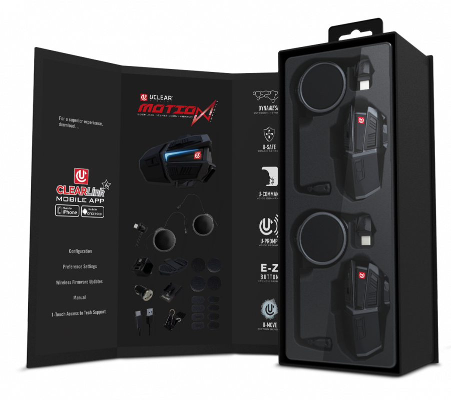 MOTION Infinity DUAL Pack Bluetooth 5.0 Headsets, Sensor Unlimited Riders/Group, Voice+ Gesture Control, U-SAFE Alert